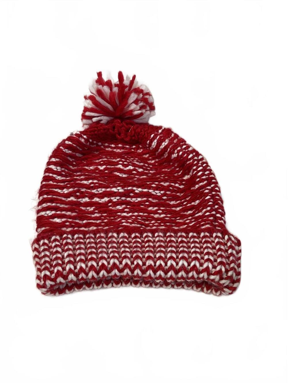 Cozy Red Knitted Beanie with Pom-Pom